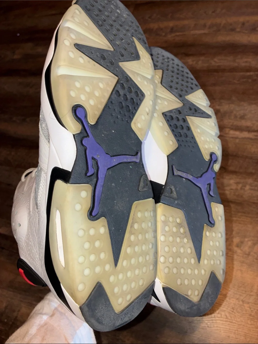 Jordan Men’s High-Top Sneakers — White, Gray, Black & Purple Accents